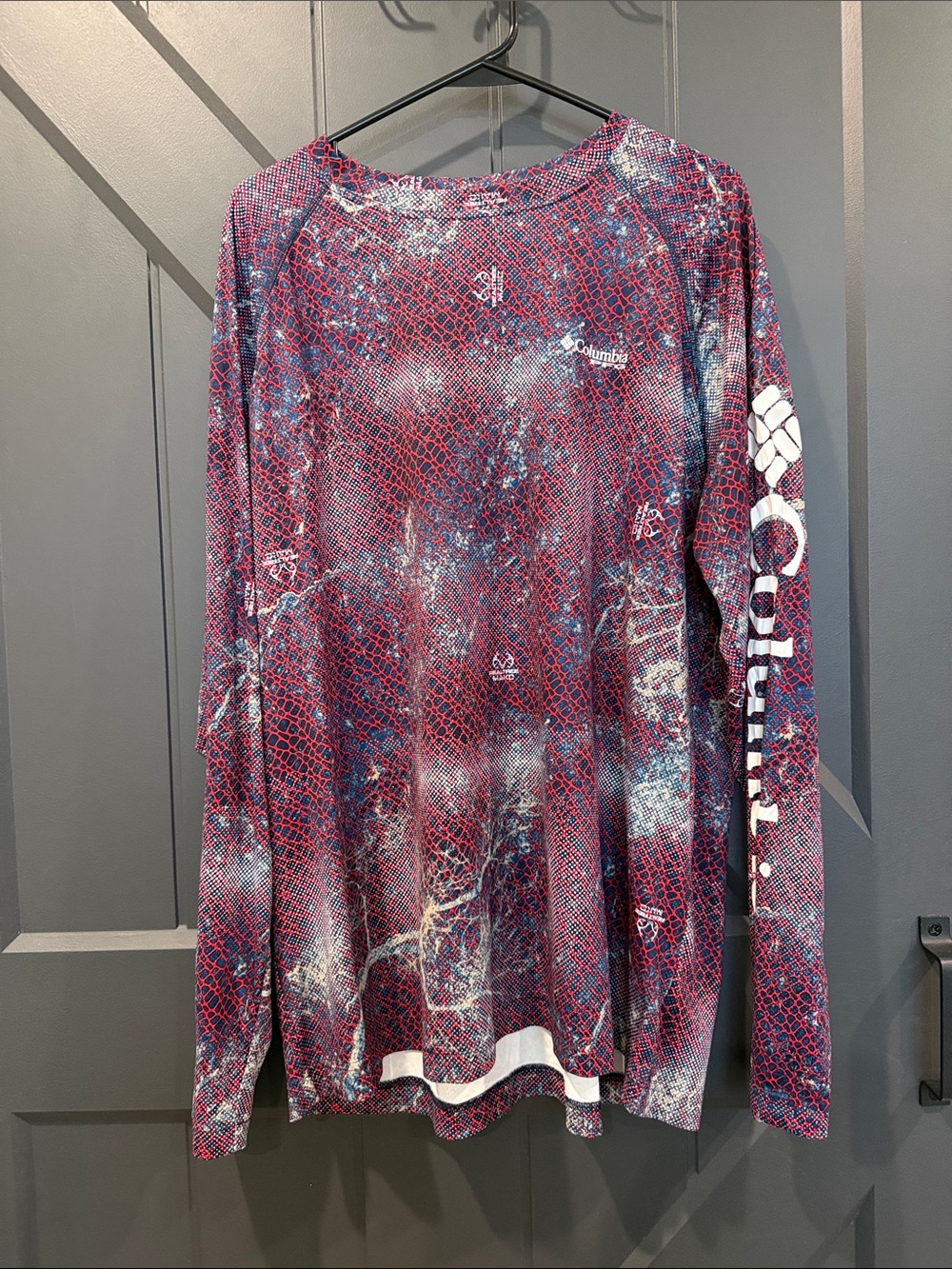 Columbia Long Sleeve Performance Top - Maroon and Blue Tie-Dye